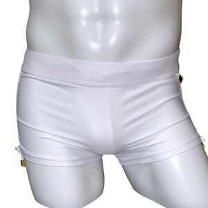 Andrew Christian Adjustable Swim Shorts White Size S (28-31) #70114 NWT